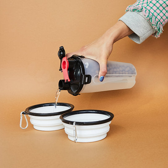 Reisset voor hondenflessen met twee kamers | Wit