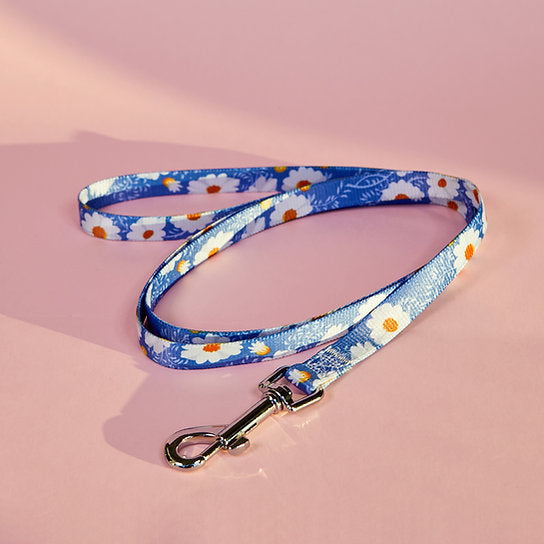 Set met hondenriem en halsband met patroon | Bloemen