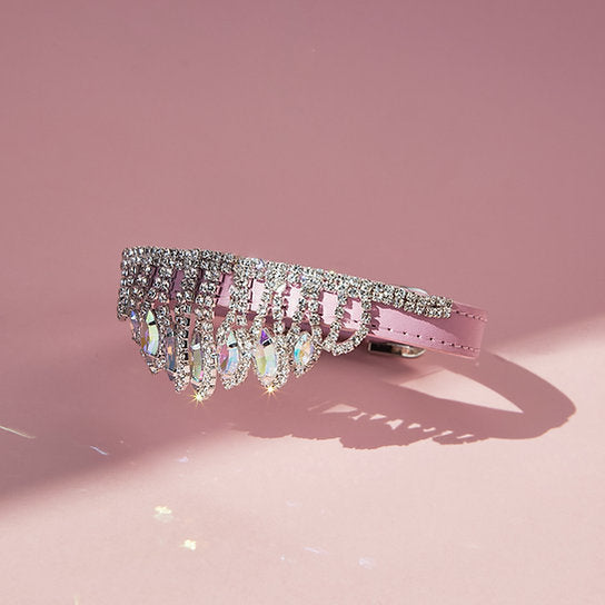 Luxurious Leather Dog Collar | Pink