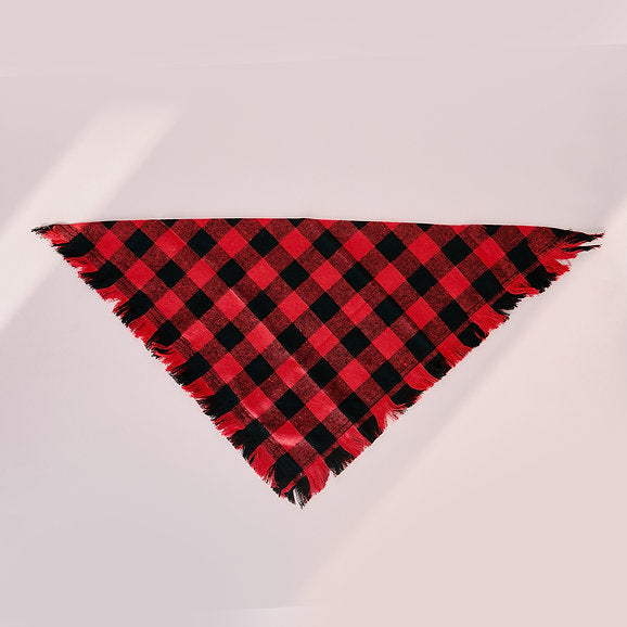 Triangle Cotton Dog Bandana | Black & Red