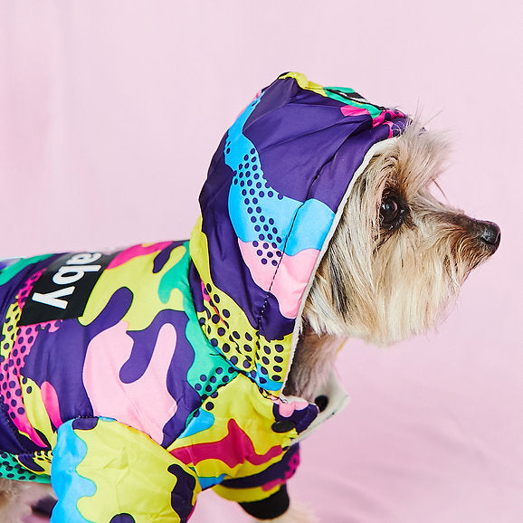 Winterhonden-jumpsuit | Paarse camouflage