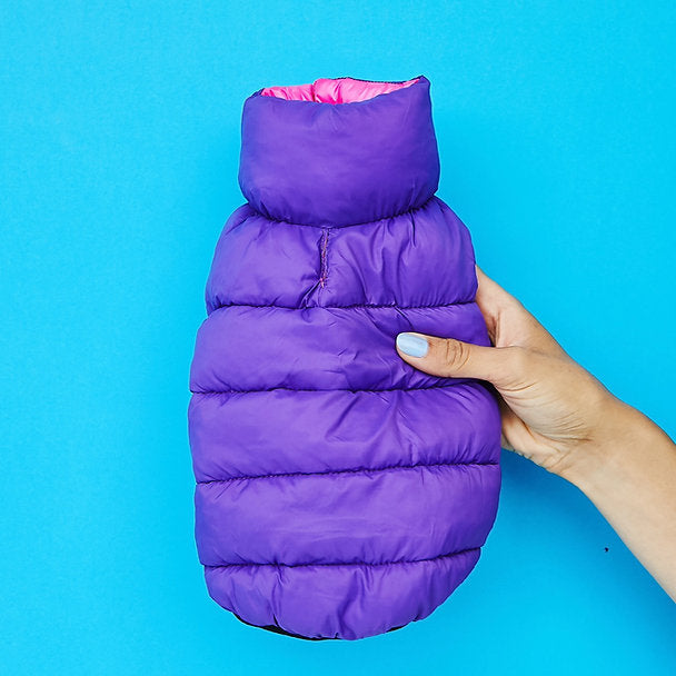 Omkeerbaar Puffer Dog Vest | Roze & Paars