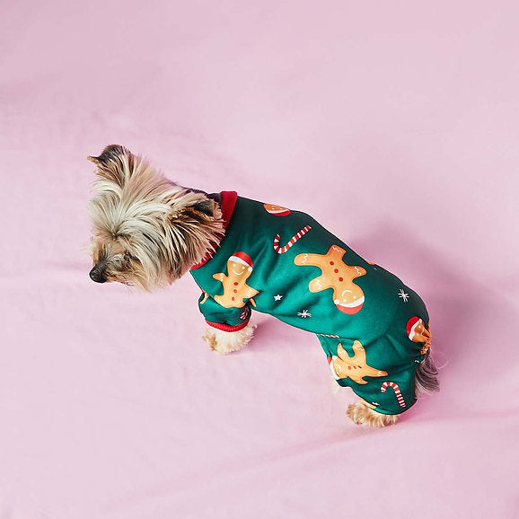Kerst Kerstman Honden Pyjama | Donkergroen