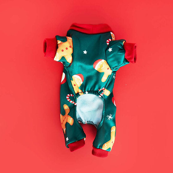 Kerst Kerstman Honden Pyjama | Donkergroen