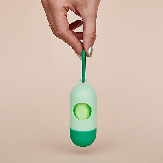 Pill-Shaped Dog Poop Bag Holder | Mint Green