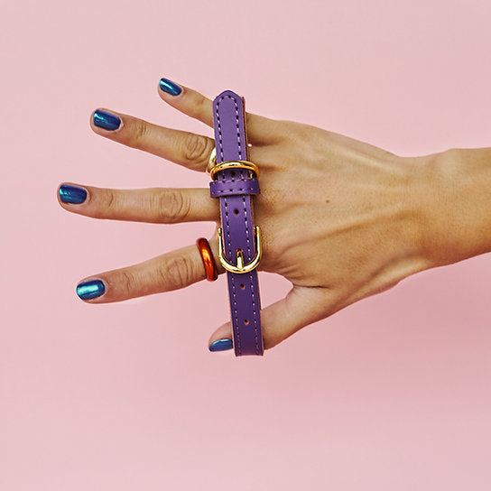 Leren Hondenhalsband | Paars