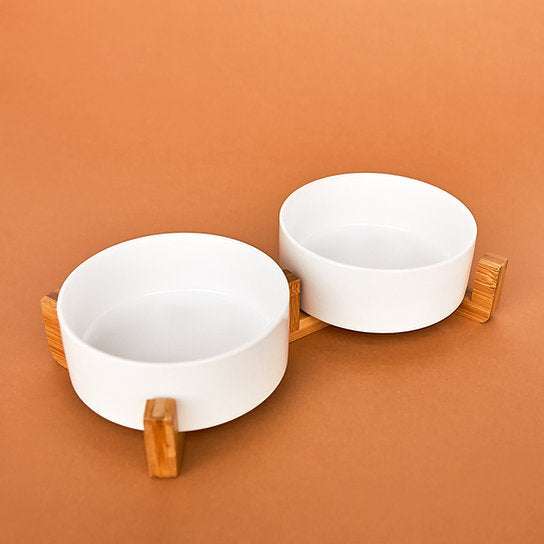 Keramische Hondenvoerbakken | Wit | 400 + 400 ml
