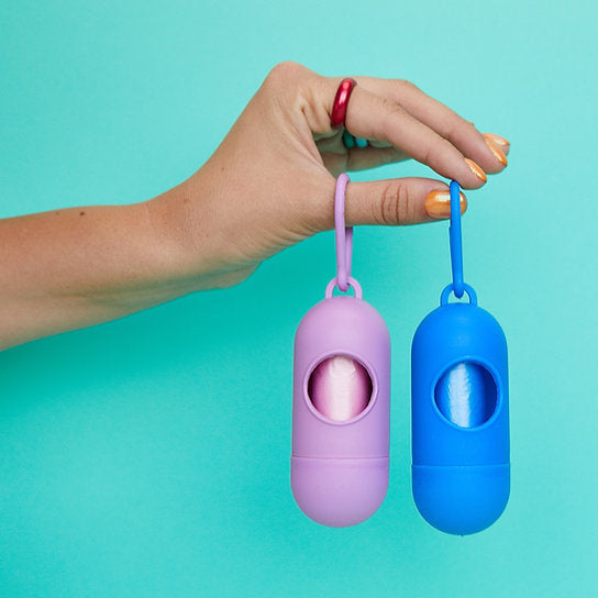 Pill-Shaped Dog Poop Bag Holder | Blue