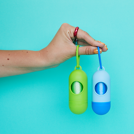 Pill-Shaped Dog Poop Bag Holder | Light Blue