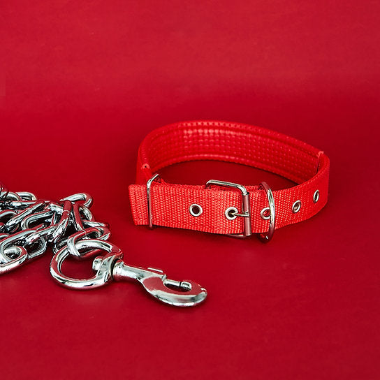 Kettingriem met halsband | Rood