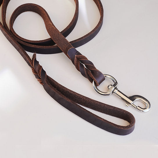 Natural Leather Dog Leash | Brown