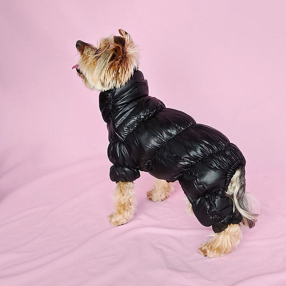 Warm Puffer Dog Jumpsuit | Black