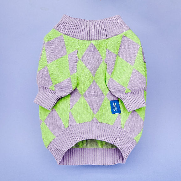 Warmer Hundepullover | Lila & Grün