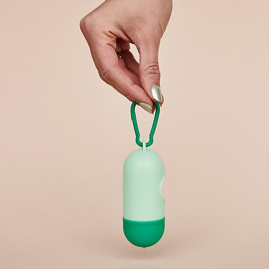Pill-Shaped Dog Poop Bag Holder | Mint Green