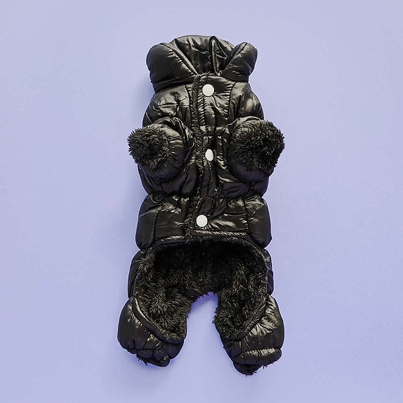 Warm Puffer Dog Jumpsuit | Black