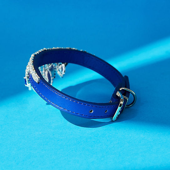 Luxe leren hondenhalsband | Blauw