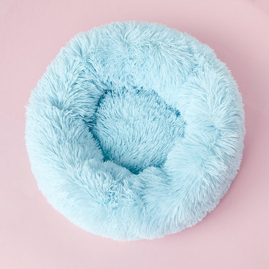 Plush Donut Dog Bed | Light Blue | 50 cm