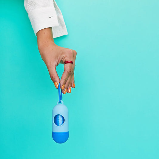 Pill-Shaped Dog Poop Bag Holder | Light Blue