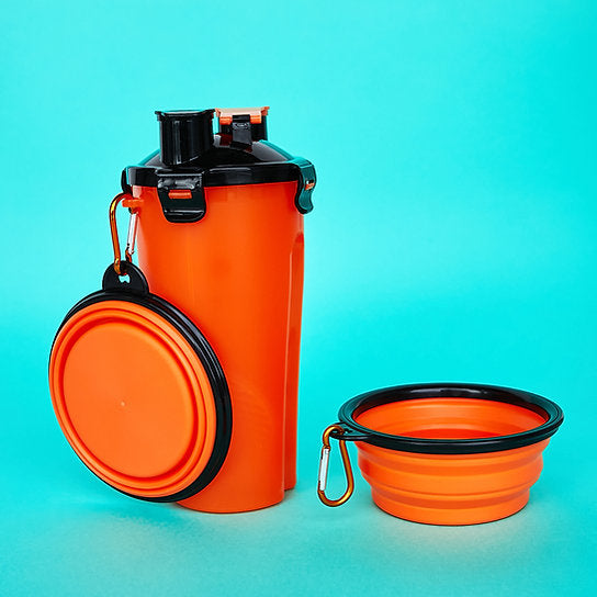 Doppelkammer-Hundeflaschen-Reiseset | Orange