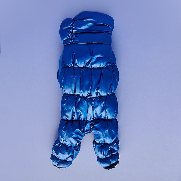 Warm Puffer Dog Jumpsuit | Blue