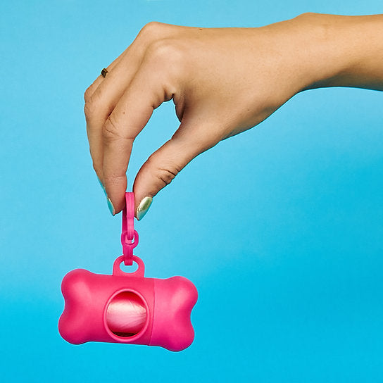 Bone-Shaped Dog Poop Bag Holder | Pink