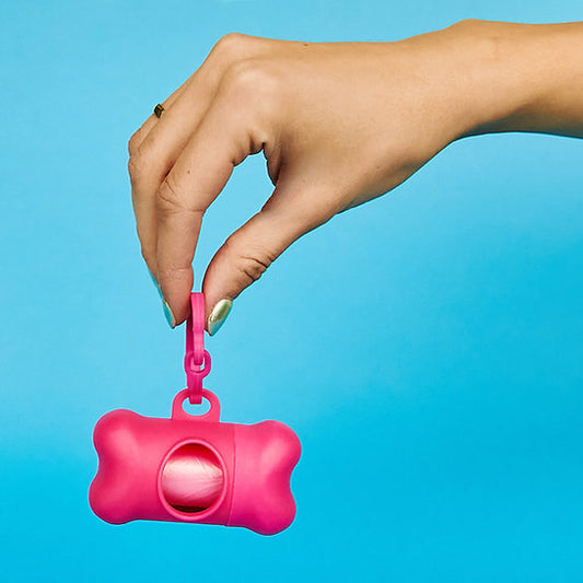 Bone-Shaped Dog Poop Bag Holder | Pink