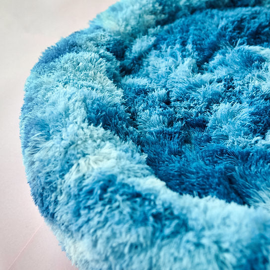 Pluche Donut Hondenbed | Ikat Kobalt | 100 cm