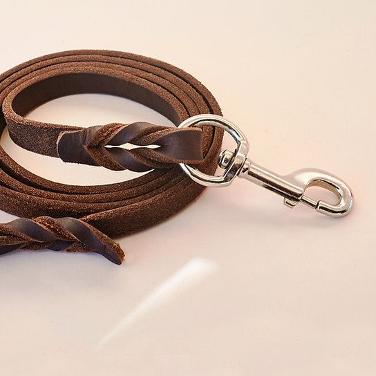 Natural Leather Dog Leash | Brown