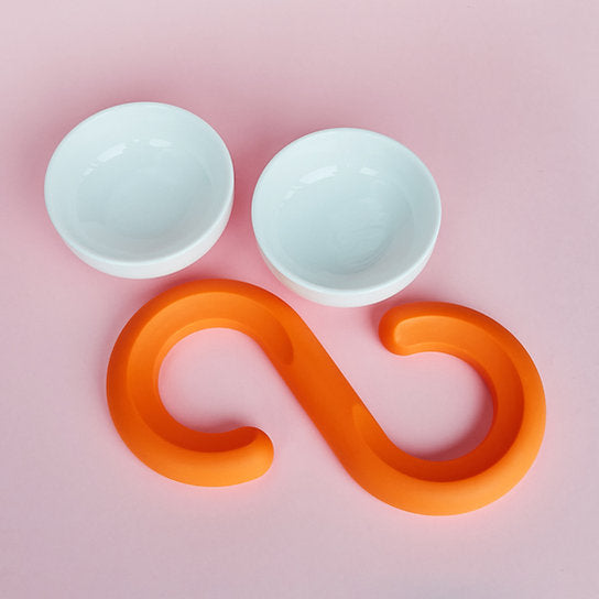 Post-Modern European Design Ceramic Bowls | White & Orange