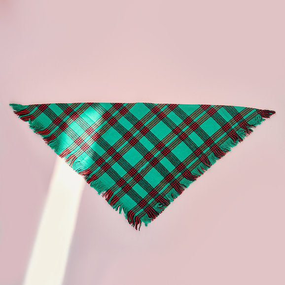 Driehoek katoenen hondenbandana | Groen & Rood