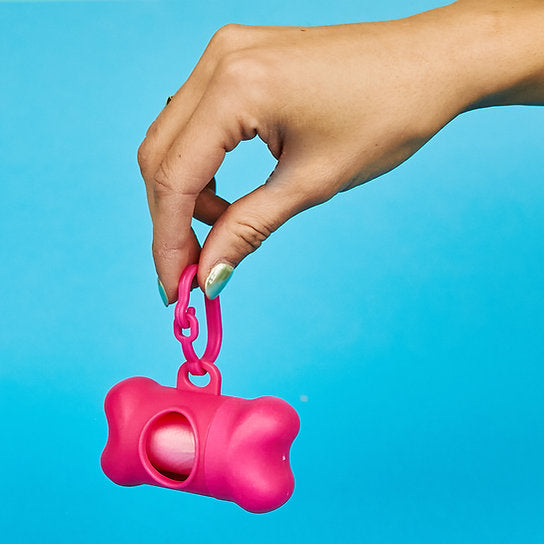 Bone-Shaped Dog Poop Bag Holder | Pink