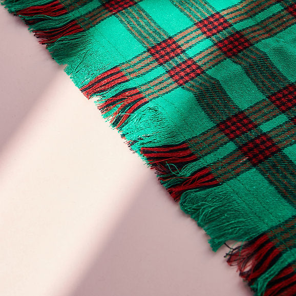 Driehoek katoenen hondenbandana | Groen & Rood
