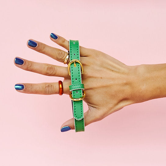 Leren Hondenhalsband | Groen