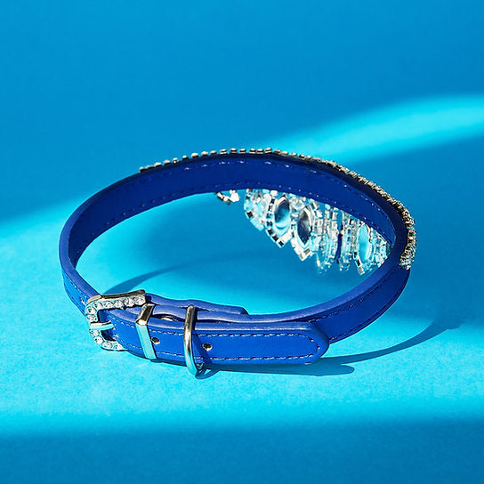Luxe leren hondenhalsband | Blauw