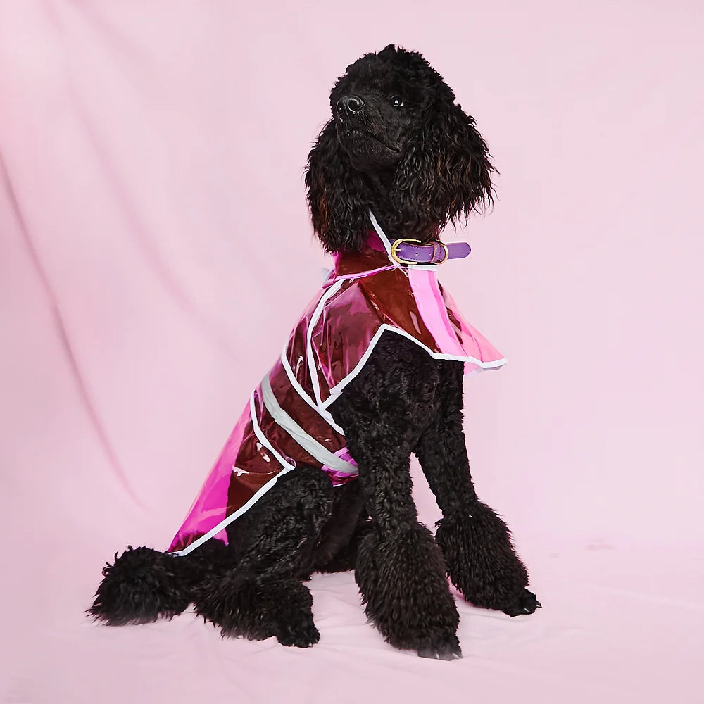 Transparante grote hondenregenjas | Roze