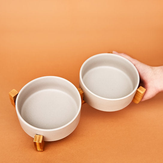 Keramische Hondenvoerbakken | Grijs | 400 + 400 ml