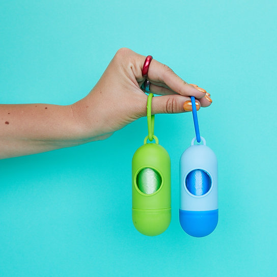 Pill-Shaped Dog Poop Bag Holder | Green