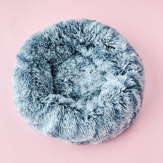 Pluche Donut Hondenbed | Ombre Grijs | 50 cm