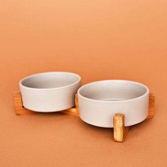 Ceramic Dog Bowls | Grey | 400 + 400 ml