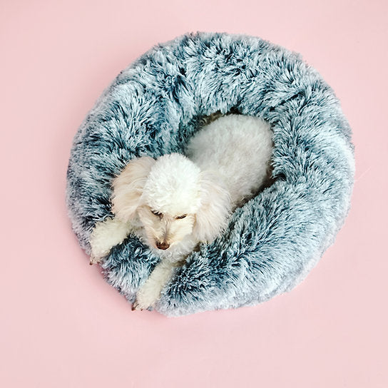 Pluche Donut Hondenbed | Ombre Grijs | 50 cm