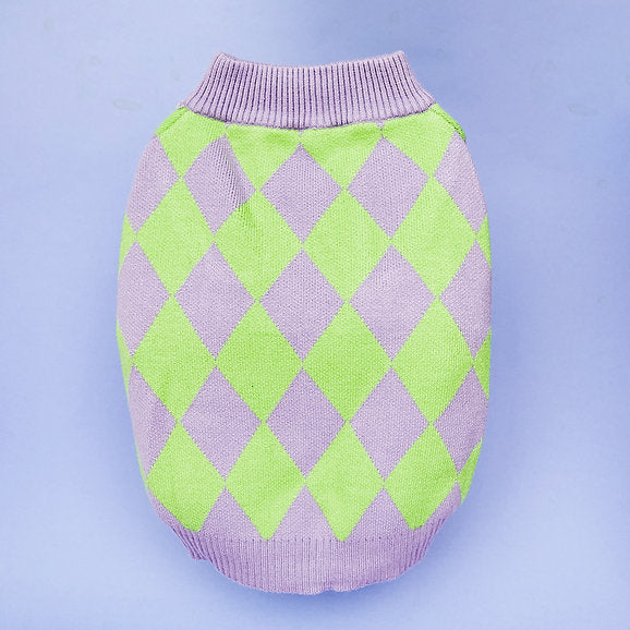Warmer Hundepullover | Lila & Grün