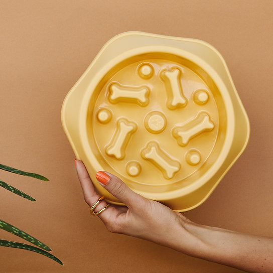 Eet-Slow Hondenbak | Geel