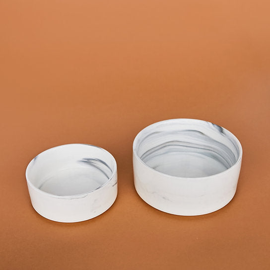 Ceramic Dog Bowls | Marble White
