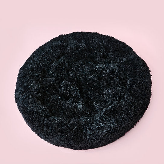 Pluche Donut Hondenbed | Zwart | 100 cm
