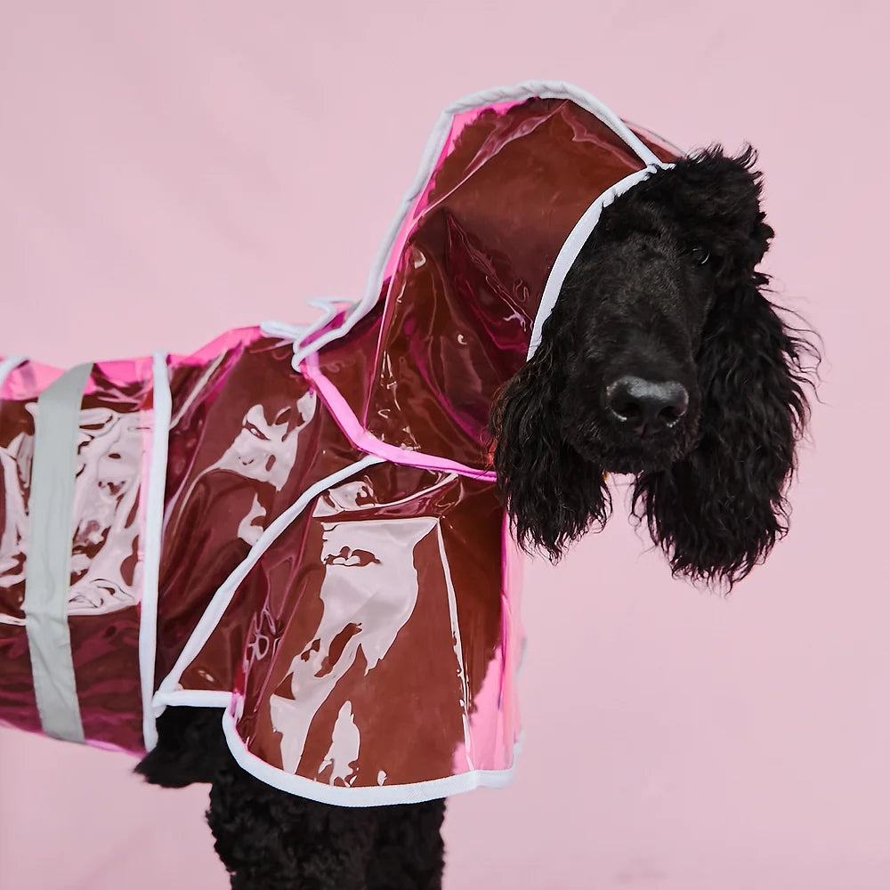 Transparante grote hondenregenjas | Roze