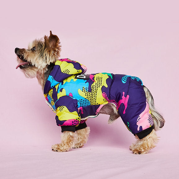 Winterhonden-jumpsuit | Paarse camouflage