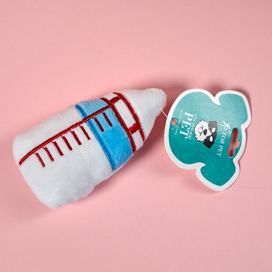 Plush Bottle Dog Toy | White