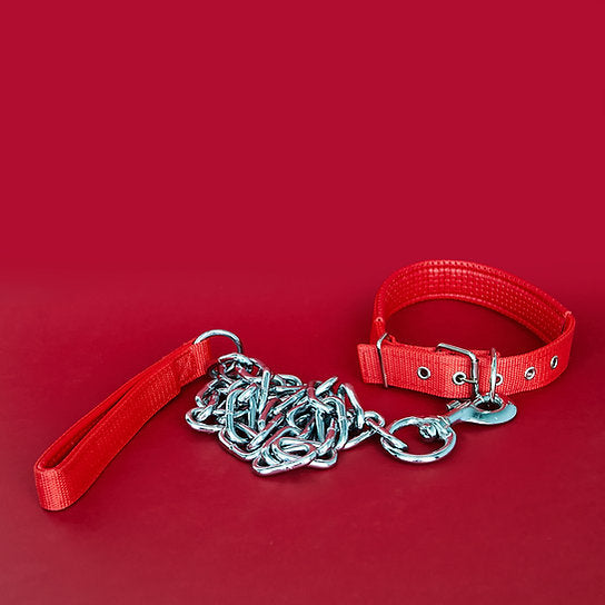 Kettingriem met halsband | Rood