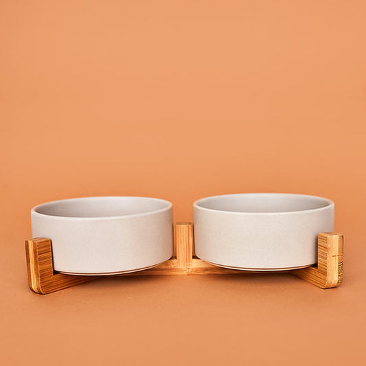 Ceramic Dog Bowls | Grey | 400 + 400 ml