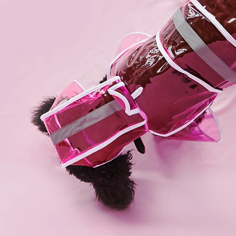 Transparante grote hondenregenjas | Roze